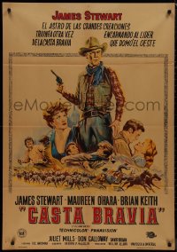 1b0331 RARE BREED Argentinean 1966 art of Texas leader James Stewart, Maureen O'Hara & Brian Keith!