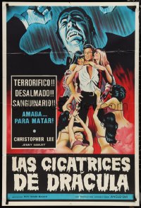 1b0335 SCARS OF DRACULA Argentinean 1970 vampire Christopher Lee, different sexy art, Hammer, rare!