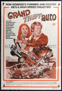 1b0598 GRAND THEFT AUTO Aust 1sh 1977 Ron Howard, Roger Corman, John Solie car crash art!