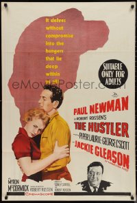 1b0601 HUSTLER Aust 1sh 1962 pool pros Paul Newman & Jackie Gleason, plus sexy Piper Laurie, rare!