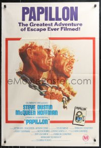 1b0609 PAPILLON Aust 1sh 1974 great images of prisoners Steve McQueen & Dustin Hoffman!