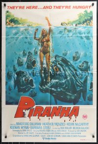 1b0610 PIRANHA Aust 1sh 1978 Roger Corman, great art of man-eating fish & sexy girl by John Solie!