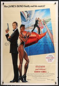 1b0627 VIEW TO A KILL Aust 1sh 1985 art of Roger Moore, Grace Jones & Tanya Roberts by Goozee!