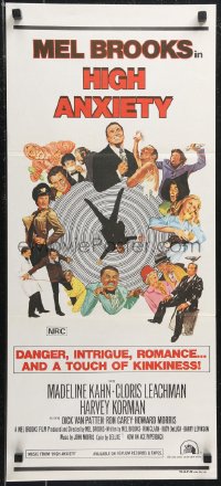 1b0540 HIGH ANXIETY Aust daybill 1978 Mel Brooks, great Vertigo spoof design, a Psycho-Comedy!