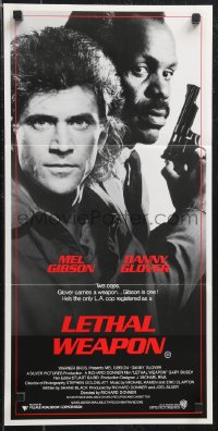 1b0547 LETHAL WEAPON Aust daybill 1987 great close image of cop partners Mel Gibson & Danny Glover!