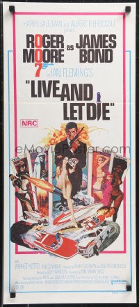 1b0548 LIVE & LET DIE Aust daybill 1973 McGinnis art of Moore as James Bond & sexy tarot cards!