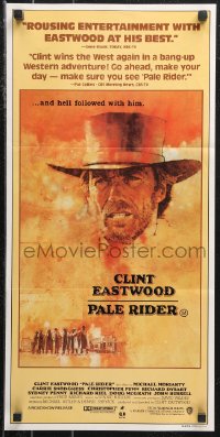 1b0558 PALE RIDER Aust daybill 1985 great artwork of cowboy Clint Eastwood by C. Michael Dudash!