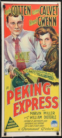 1b0559 PEKING EXPRESS Aust daybill 1951 Richardson Studio art of Joseph Cotten & Corinne Calvet!