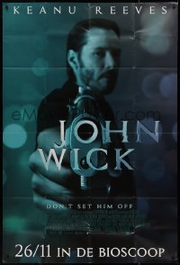 1b0187 JOHN WICK advance DS Belgian 46x68 2014 cool close image of Keanu Reeves pointing gun, rare!