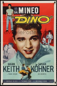 1b1173 DINO 1sh 1957 huge super close up of troubled teen Sal Mineo, plus full-length image too!