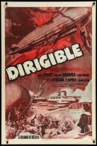 1b1174 DIRIGIBLE 1sh R1949 early Frank Capra, action art, Jack Holt, Fay Wray, ultra rare!