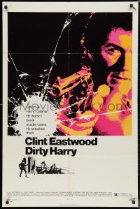 1b1176 DIRTY HARRY 1sh 1971 art of Clint Eastwood pointing his .44 magnum, Don Siegel crime classic!