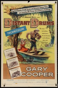 1b1178 DISTANT DRUMS 1sh 1951 art of Gary Cooper in the Florida Everglades, Raoul Walsh!