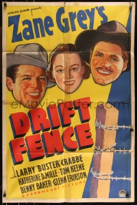 1b1185 DRIFT FENCE 1sh 1936 Buster Crabbe western action, cattle war on the frontier!