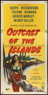 1b0206 OUTCAST OF THE ISLANDS English 3sh 1952 Robb art of exotic Kerima, directed by Carol Reed!