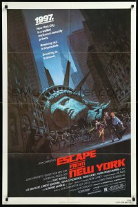 1b1190 ESCAPE FROM NEW YORK NSS style 1sh 1981 John Carpenter, decapitated Lady Liberty by Jackson!