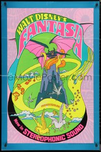 1b1197 FANTASIA 1sh R1970 Disney classic musical, great psychedelic fantasy artwork!