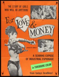 1b1206 FOR LOVE & MONEY 1sh 1968 based on Ed Wood's novel, a searing expose of espionage!