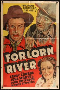 1b1210 FORLORN RIVER Other Company 1sh 1937 art of Buster Crabbe, Zane Grey's romance of the West!