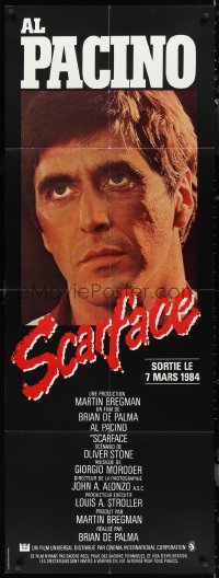 1b1065 SCARFACE advance French door panel 1984 super close up of Al Pacino as Tony Montana!