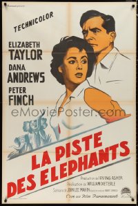 1b1030 ELEPHANT WALK French 32x47 R1950s great different art of Elizabeth Taylor & Dana Andrews!