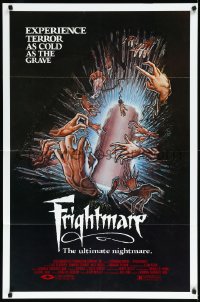 1b1215 FRIGHTMARE 1sh 1983 terror as cold as the grave, wild horror art of coffin and hands by Lamb!