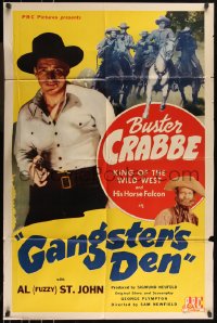 1b1220 GANGSTER'S DEN 1sh 1945 Buster Crabbe & his horse Falcon, Al 'Fuzzy' St. John!