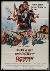 1b0111 OCTOPUSSY German 33x47 1983 Goozee art of sexy Maud Adams & Roger Moore as James Bond 007!