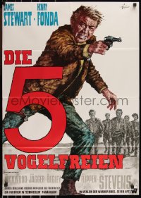 1b0417 FIRECREEK German 1968 James Stewart & Henry Fonda meet in the heat of it all, Goetze art!