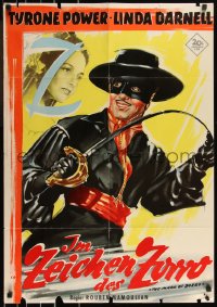 1b0425 MARK OF ZORRO German R1955 different art of masked hero Tyrone Power & Linda Darnell!