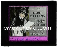 1b0240 LUCKY CARSON glass slide 1921 English gambler Earle Williams makes a fortune in America!