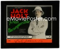 1b0241 MAN UNCONQUERABLE glass slide 1922 great portrait of Jack Holt wearing pith helmet!