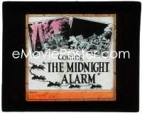 1b0243 MIDNIGHT ALARM glass slide 1923 cool image of man driving horse-drawn fire engine!