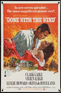 1b1227 GONE WITH THE WIND 1sh R1970 Terpning art of Gable carrying Leigh over burning Atlanta!