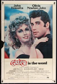 1b1229 GREASE 1sh 1978 c/u of John Travolta & Olivia Newton-John in a most classic musical!