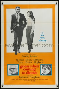 1b1234 GUESS WHO'S COMING TO DINNER 1sh 1967 Sidney Poitier, Spencer Tracy, Katharine Hepburn!