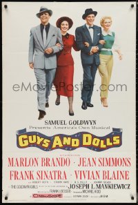 1b1237 GUYS & DOLLS 1sh 1955 Marlon Brando, Jean Simmons, Frank Sinatra & Blaine arm-in-arm!