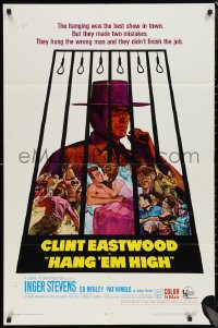 1b1240 HANG 'EM HIGH 1sh 1968 Clint Eastwood, they hung the wrong man, cool art by Kossin!