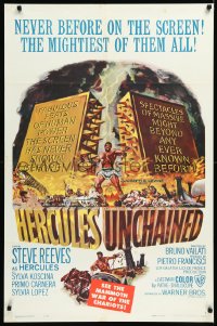 1b1244 HERCULES UNCHAINED 1sh 1960 Ercole e la regina di Lidia, mightiest man Steve Reeves!