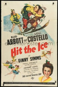 1b1246 HIT THE ICE 1sh 1943 great art of Ginny Simms w/Bud Abbott & Lou Costello, ultra rare!