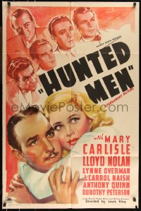 1b1251 HUNTED MEN 1sh 1938 racketeer Lloyd Nolan hides out in pretty Mary Carlisle's house!