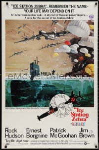 1b1254 ICE STATION ZEBRA Cinerama 1sh 1969 Rock Hudson, Jim Brown, Borgnine, Bob McCall art!