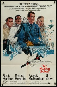 1b1253 ICE STATION ZEBRA 1sh 1969 Terpning art of Rock Hudson, Brown, Borgnine & McGoohan!