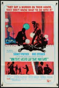 1b1257 IN THE HEAT OF THE NIGHT 1sh 1967 Sidney Poitier, Rod Steiger, Warren Oates, cool crime art!