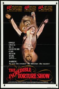 1b1258 INCREDIBLE TORTURE SHOW 1sh 1976 see the flesh-eating cannibal women, weird sexy horror art!