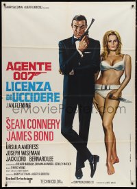 1b0799 DR. NO Italian 1p R1971 art of Sean Connery as James Bond & sexy Ursula Andress in bikini!