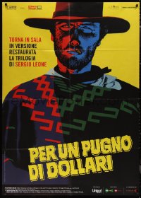 1b0803 FISTFUL OF DOLLARS Italian 1p R2014 Sergio Leone, best different art of Clint Eastwood!