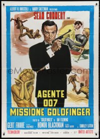 1b0811 GOLDFINGER Italian 1p R1970s art of Sean Connery as James Bond + sexy golden Shirley Eaton!