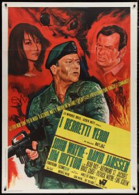 1b0812 GREEN BERETS Italian 1p 1968 John Wayne, different Vietnam War art by Renato Ferrini!