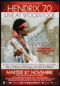 1b0815 HENDRIX 70 LIVE AT WOODSTOCK advance Italian 1p 2012 cool c/u of Jimi with guitar at concert!